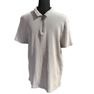 ASOS DESIGN Waffle Knit Zip Polo Textured Short Sleeve Shirt XL Modern Casual